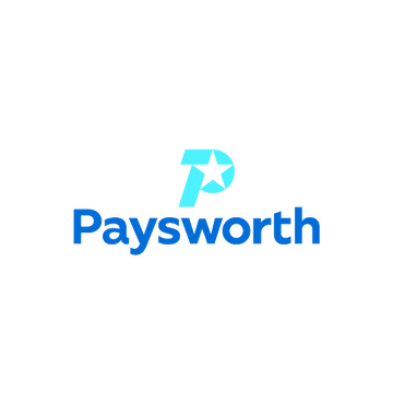 Paysworth.com logo, a brandable .com business name for sale
