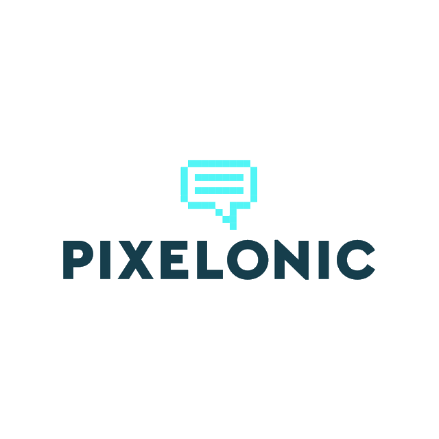 Pixelonic.com logo, a brandable .com business name for sale