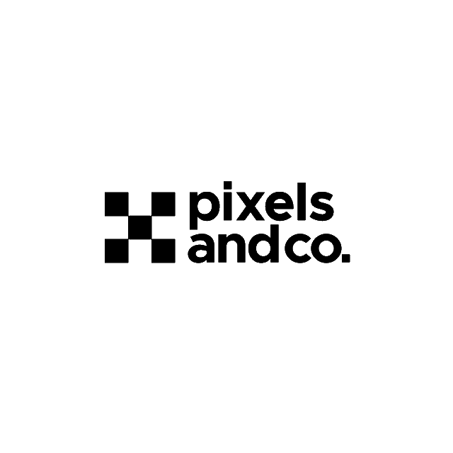 PixelsAndCo.com logo, a brandable .com business name for sale