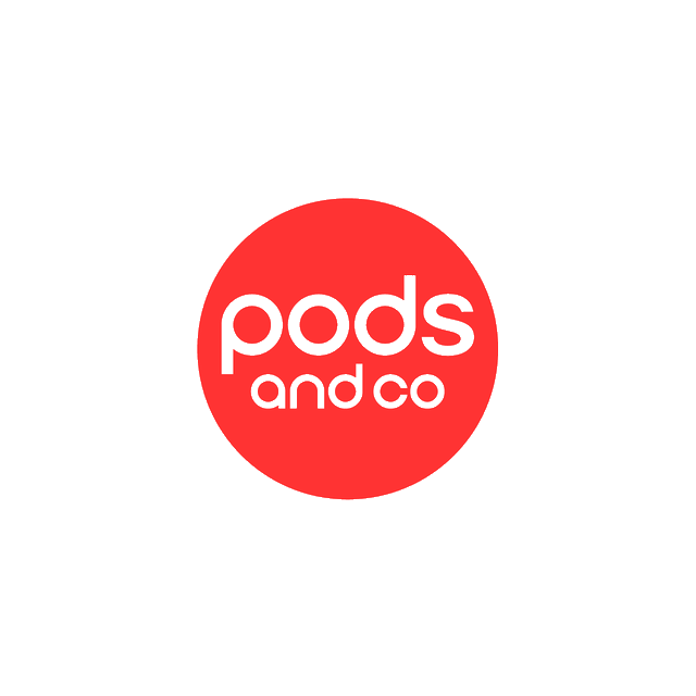 PodsAndCo.com logo, a brandable .com business name for sale
