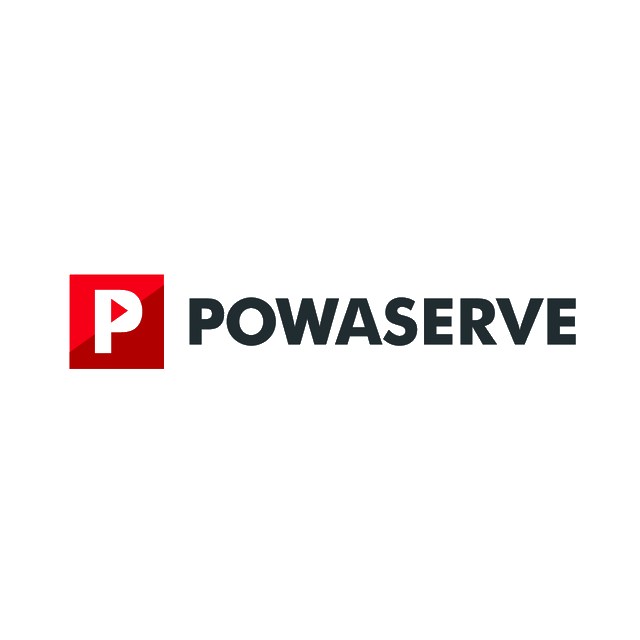 Powaserve.com logo, a brandable .com business name for sale