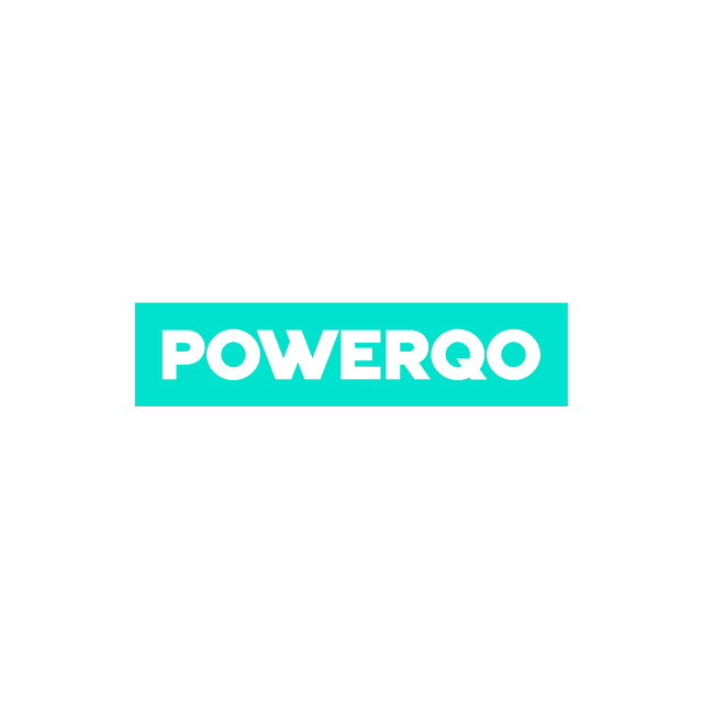 Powerqo.com logo, a brandable .com business name for sale