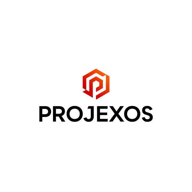 Projexos.com logo, a brandable .com business name for sale