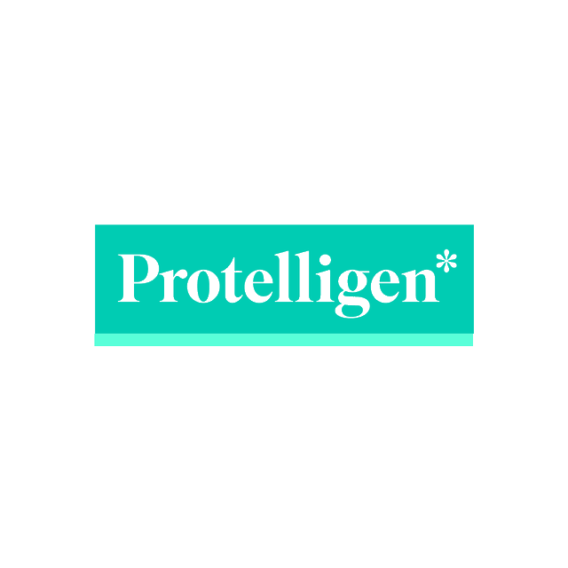 Protelligen.com logo, a brandable .com business name for sale