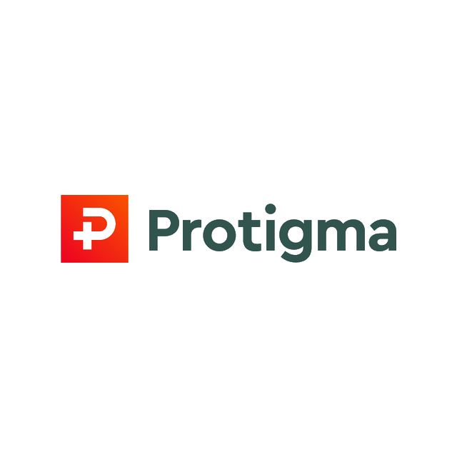 Protigma.com logo, a brandable .com business name for sale