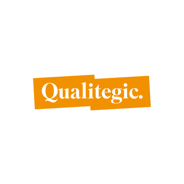 Qualitegic.com logo, a brandable .com business name for sale