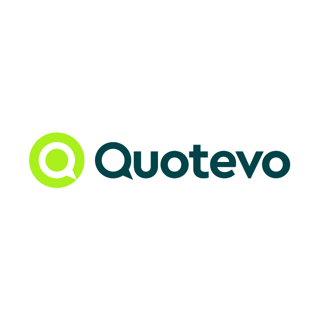 Quotevo.com logo, a brandable .com business name for sale