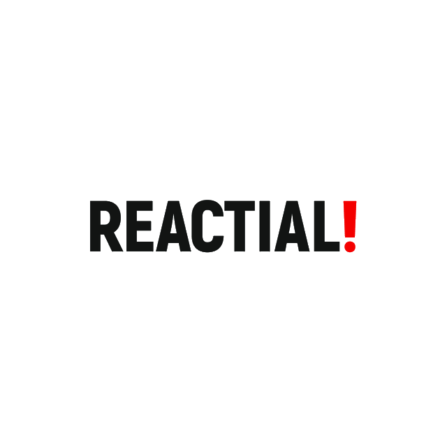 Reactial.com logo, a brandable .com business name for sale