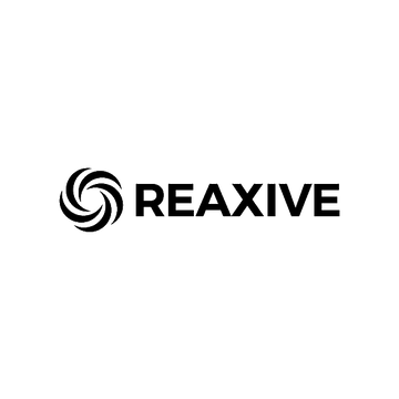 Reaxive.com logo, a brandable .com business name for sale