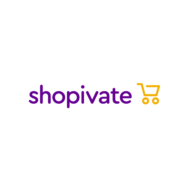 Shopivate.com logo, a brandable .com business name for sale