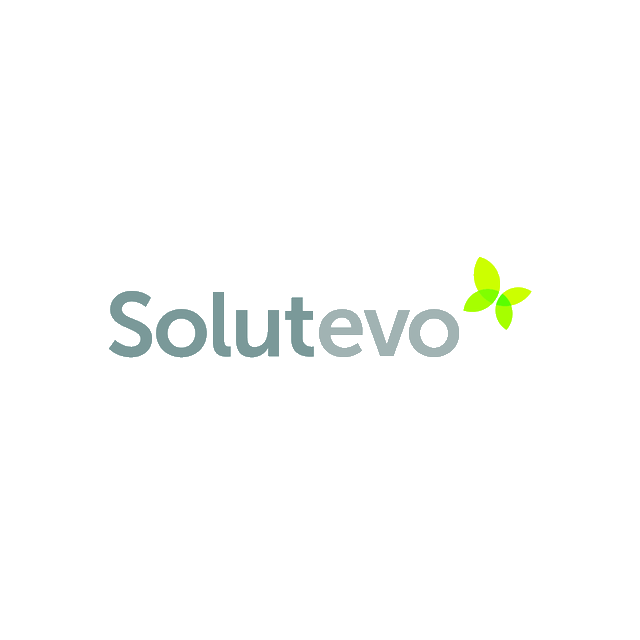 Solutevo.com logo, a brandable .com business name for sale