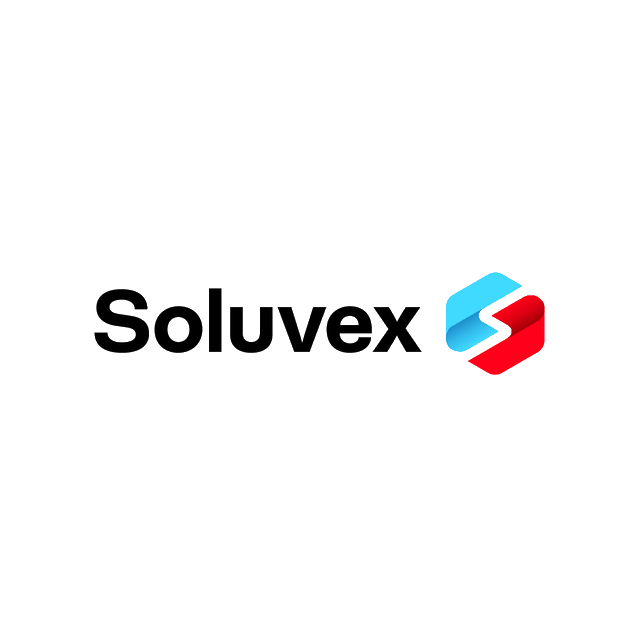 Soluvex.com logo, a brandable .com business name for sale