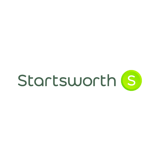 Startsworth.com logo, a brandable .com business name for sale