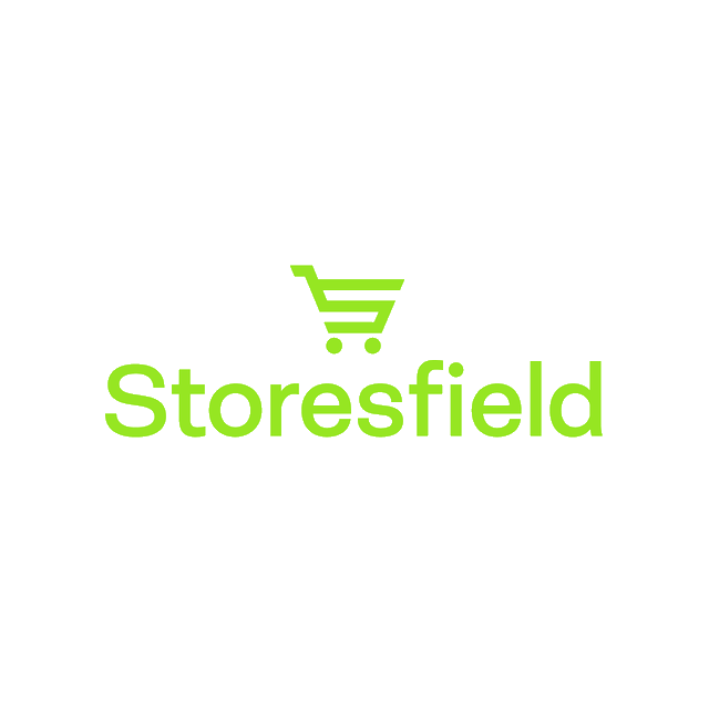 Storesfield.com logo, a brandable .com business name for sale