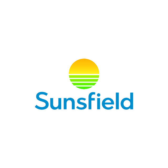 Sunsfield.com logo, a brandable .com business name for sale