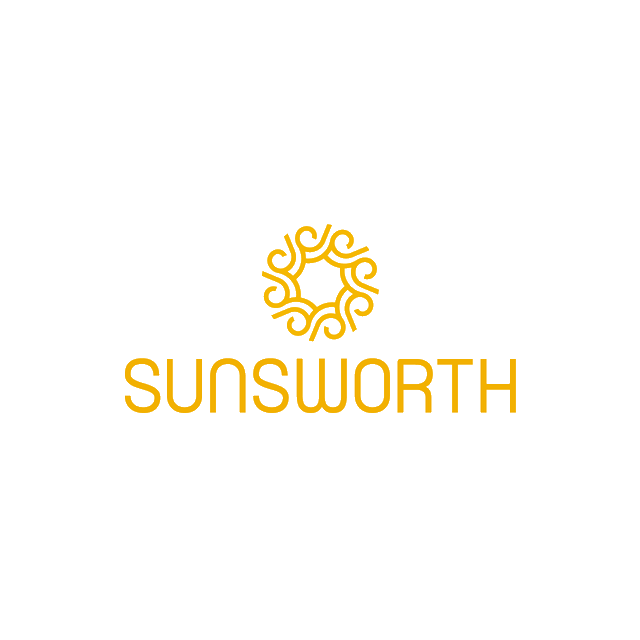 Sunsworth.com logo, a brandable .com business name for sale