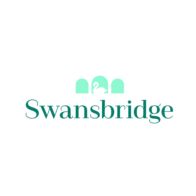 Swansbridge.com logo, a brandable .com business name for sale