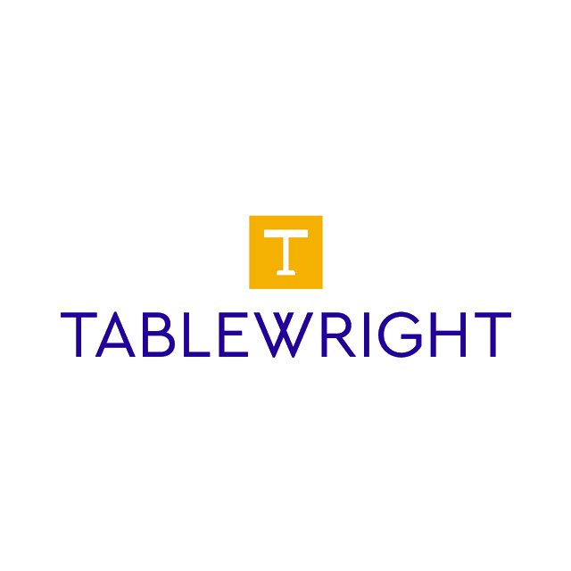 Tablewright.com logo, a brandable .com business name for sale