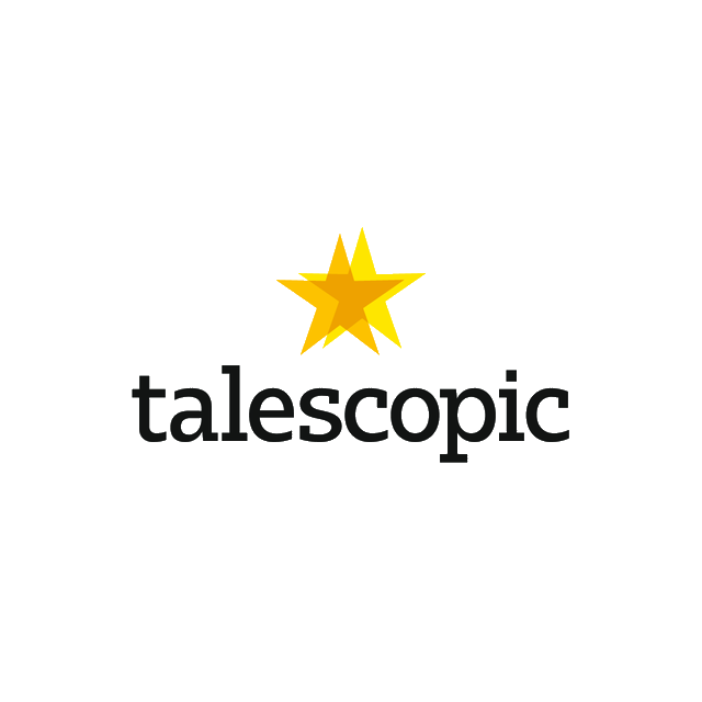 Talescopic.com logo, a brandable .com business name for sale