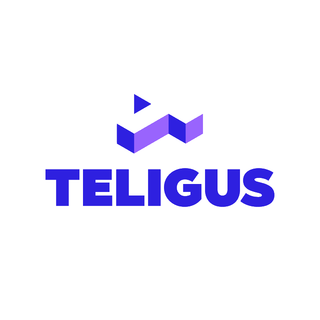 Teligus.com logo, a brandable .com business name for sale