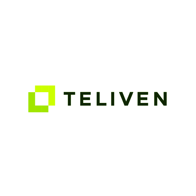 Teliven.com logo, a brandable .com business name for sale