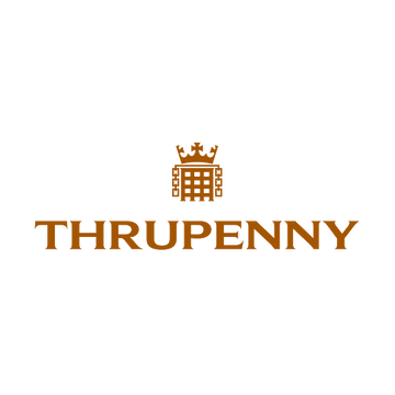 Thrupenny.com logo, a brandable .com business name for sale