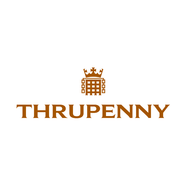 Thrupenny.com logo, a brandable .com business name for sale