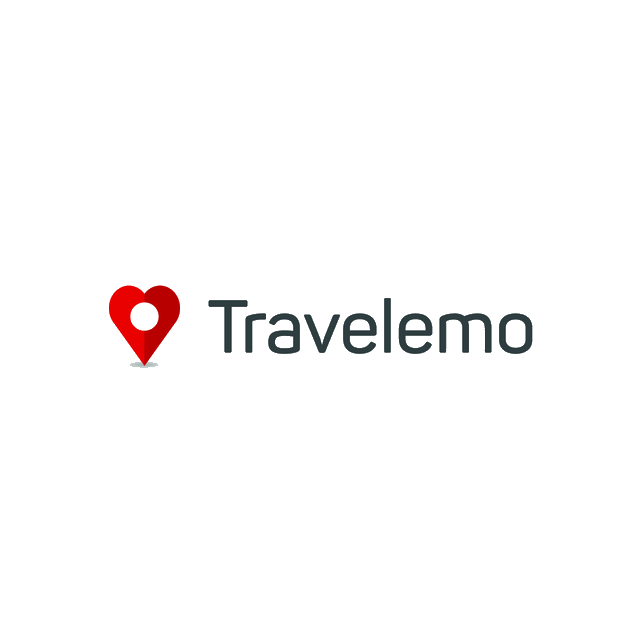 Travelemo.com logo, a brandable .com business name for sale