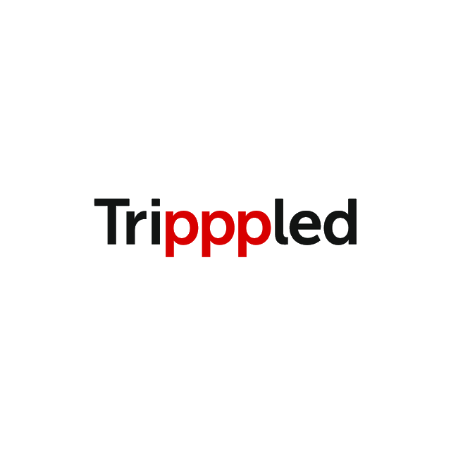 Tripppled.com logo, a brandable .com business name for sale