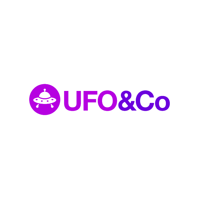 UFOandCo.com logo, a brandable .com business name for sale