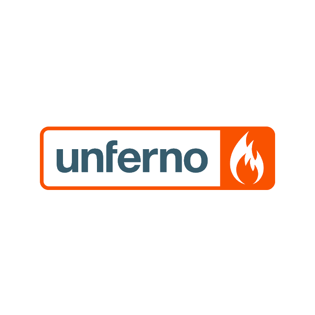 Unferno.com logo, a brandable .com business name for sale