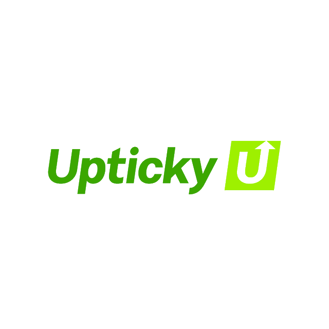 Upticky.com logo, a brandable .com business name for sale