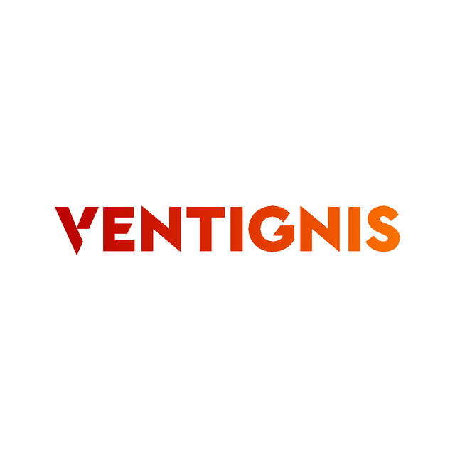 Ventignis.com logo, a brandable .com business name for sale