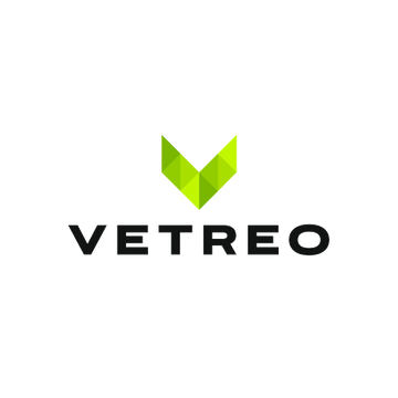 Vetreo.com logo, a brandable .com business name for sale