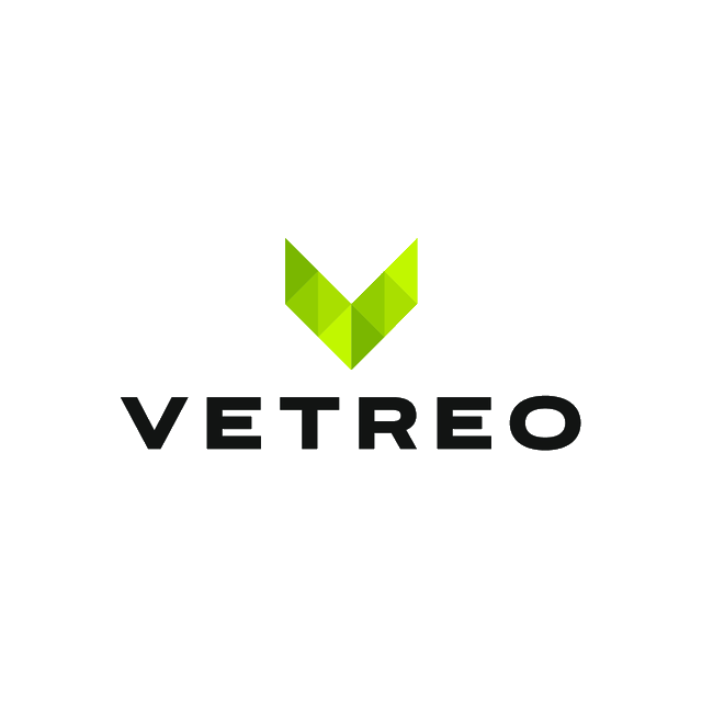 Vetreo.com logo, a brandable .com business name for sale