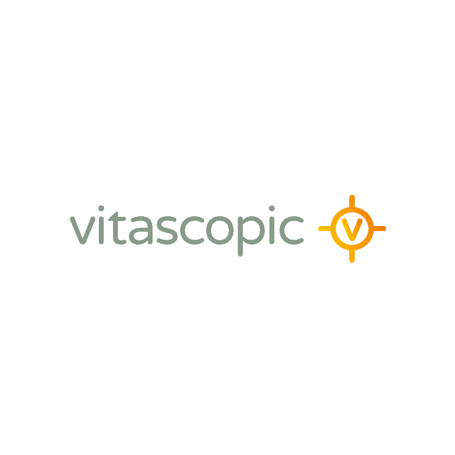 Vitascopic.com logo, a brandable .com business name for sale