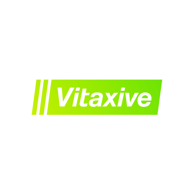 Vitaxive.com logo, a brandable .com business name for sale