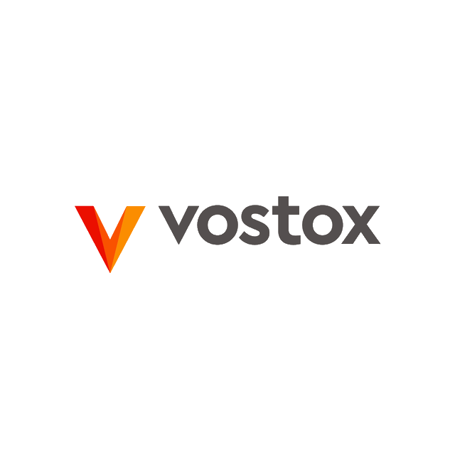 Vostox.com logo, a brandable .com business name for sale