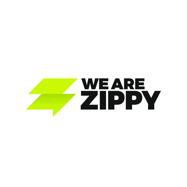 WeAreZippy.com logo, a brandable .com business name for sale