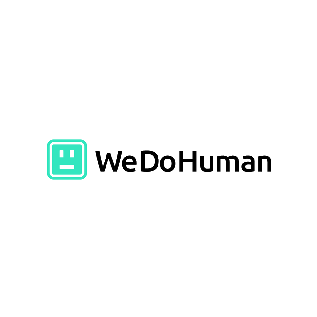 WeDoHuman.com logo, a brandable .com business name for sale
