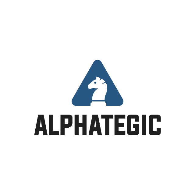 Alphategic.com logo, a brandable .com business name for sale