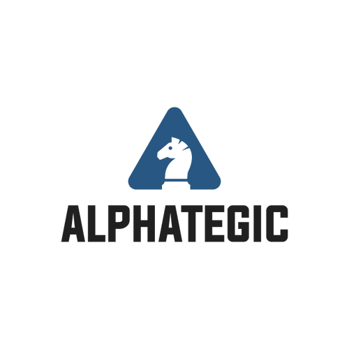 Alphategic.com logo, a brandable .com business name for sale