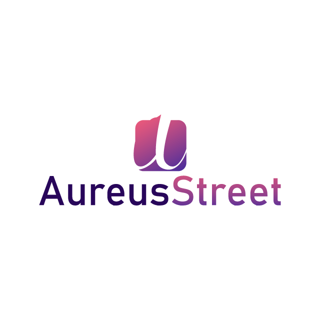 AureusStreet.com logo, a brandable .com business name for sale