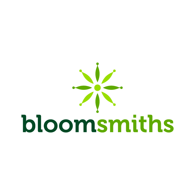 BloomSmiths.com logo, a brandable .com business name for sale