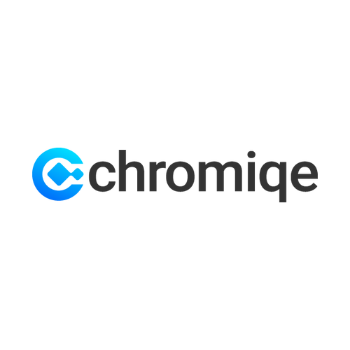 Chromiqe.com logo, a brandable .com business name for sale