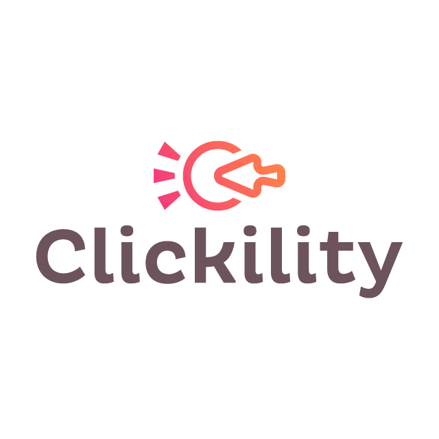 Clickility.com logo, a brandable .com business name for sale