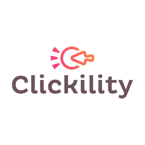 Clickility.com logo, a brandable .com business name for sale