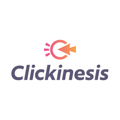 Clickinesis.com logo, a brandable .com business name for sale