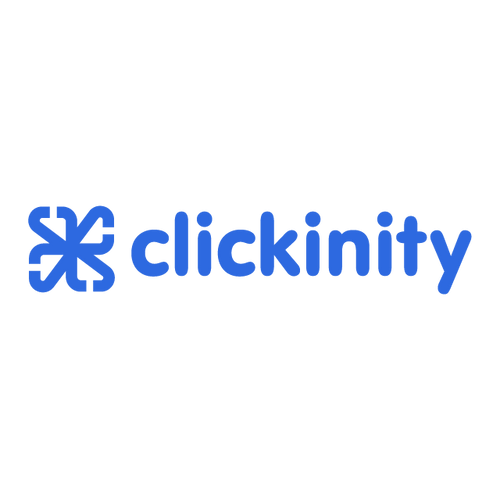 Clickinity.com logo, a brandable .com business name for sale