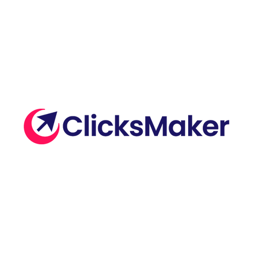 ClicksMaker.com logo, a brandable .com business name for sale